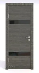 Дверь межкомнатная DO-502 Ольха темная/стекло Черное