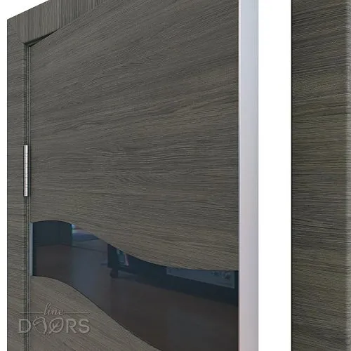 ШИ дверь DO-603 Ольха темная/стекло Черное