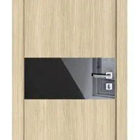 Дверь межкомнатная DO-501 Дуб светлый/стекло Черное