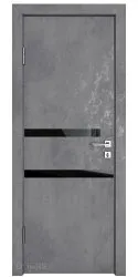 Дверь межкомнатная DO-513 Бетон темный/стекло Черное