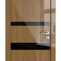 Дверь межкомнатная DO-512 Анегри темный/стекло Черное