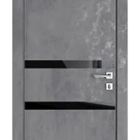ШИ дверь DO-613 Бетон темный/стекло Черное