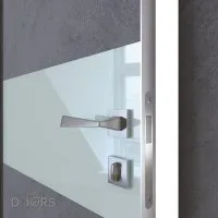 Дверь межкомнатная DO-501 Бетон темный/стекло Белое