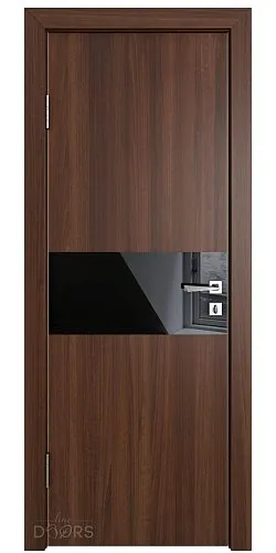 Дверь межкомнатная DO-501 Орех тисненый/стекло Черное