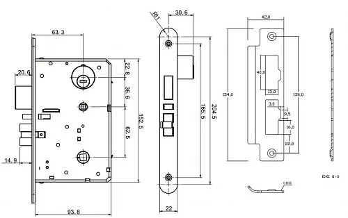 Электронный гостиничный замок HSU-9936-G