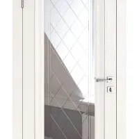 Дверь межкомнатная DO-PG6 Белый ясень/Зеркало ромб фацет