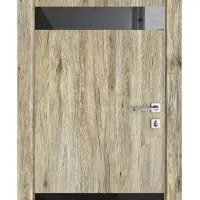 Дверь межкомнатная DO-502 Рустик натуральный/стекло Черное