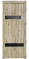 Дверь межкомнатная DO-502 Рустик натуральный/стекло Черное