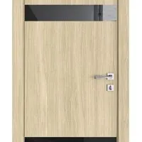 Дверь межкомнатная DO-502 Дуб светлый/стекло Черное