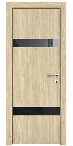 Дверь межкомнатная DO-502 Дуб светлый/стекло Черное