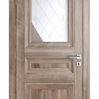 Дверь межкомнатная DO-PG4 Орех седой светлый/Зеркало ромб фацет