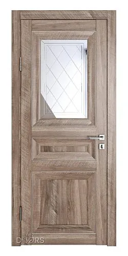 Дверь межкомнатная DO-PG4 Орех седой светлый/Зеркало ромб фацет