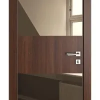 Дверь межкомнатная DO-508 Орех тисненый/зеркало Бронза