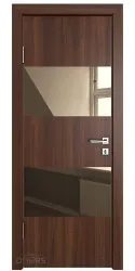 Дверь межкомнатная DO-508 Орех тисненый/зеркало Бронза
