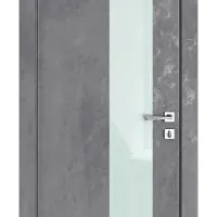 Дверь межкомнатная DO-504 Бетон темный/стекло Белое