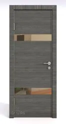 Дверь межкомнатная DO-502 Ольха темная/зеркало Бронза