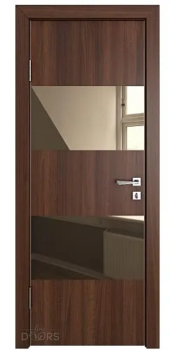 ШИ дверь DO-608 Орех тисненый/зеркало Бронза