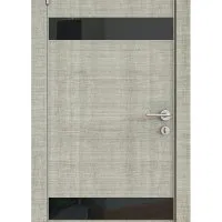 Дверь межкомнатная DO-502 Серый дуб/стекло Черное