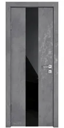 Дверь межкомнатная DO-510 Бетон темный/стекло Черное