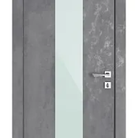 Дверь межкомнатная DO-510 Бетон темный/стекло Белое
