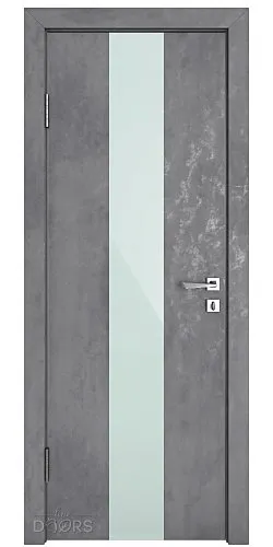Дверь межкомнатная DO-510 Бетон темный/стекло Белое