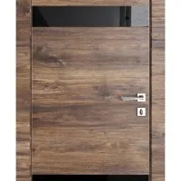 Дверь межкомнатная DO-502 Лофт темный/стекло Черное