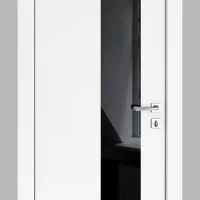 ШИ дверь DO-604 Белый бархат/стекло Черное