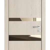 Дверь межкомнатная DO-512 Ясень капучино/зеркало Бронза