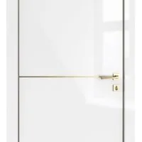 Дверь межкомнатная DG-522 Белый глянец/молдинг золотой