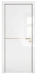 Дверь межкомнатная DG-522 Белый глянец/молдинг золотой