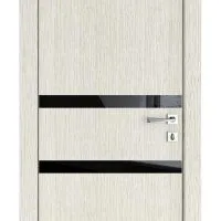 Дверь межкомнатная DO-513 Белая лиственница/стекло Черное