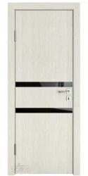 Дверь межкомнатная DO-513 Белая лиственница/стекло Черное