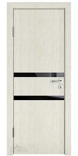 Дверь межкомнатная DO-513 Белая лиственница/стекло Черное
