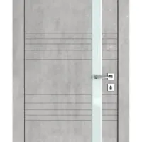 Дверь межкомнатная DO-514 Бетон светлый/стекло Белое
