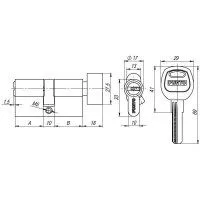 Цилиндровый Punto (Пунто) механизм (A202/70) A2002Knob70(30+10+30) с вертушкой SN никель