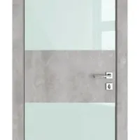 Дверь межкомнатная DO-508 Бетон светлый/стекло Белое