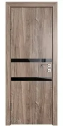 Дверь межкомнатная DO-513 Орех седой светлый/стекло Черное