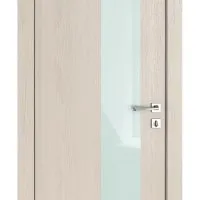 Дверь межкомнатная DO-504 Ясень капучино/стекло Белое
