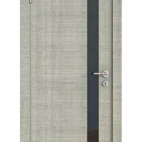 ШИ дверь DO-607 Серый дуб/стекло Черное