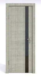 ШИ дверь DO-607 Серый дуб/стекло Черное