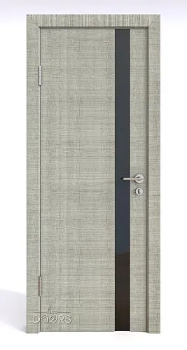 ШИ дверь DO-607 Серый дуб/стекло Черное