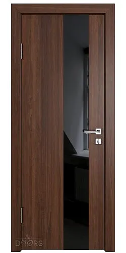 Дверь межкомнатная DO-504 Орех тисненый/стекло Черное