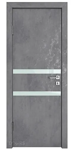 Дверь межкомнатная DO-513 Бетон темный/стекло Белое