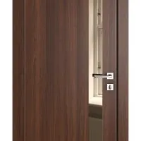 Дверь межкомнатная DO-507 Орех тисненый/зеркало Бронза