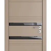 Дверь межкомнатная DO-515 Латте софт/стекло Черное