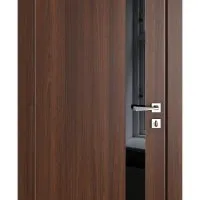 Дверь межкомнатная DO-507 Орех тисненый/стекло Черное