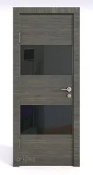 Дверь межкомнатная DO-508 Ольха темная/стекло Черное