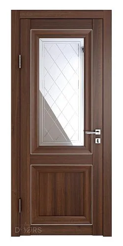 Дверь межкомнатная DO-PG2 Орех тисненый/Зеркало ромб фацет