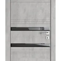 Дверь межкомнатная DO-515 Бетон светлый/стекло Черное