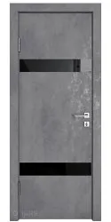 Дверь межкомнатная DO-502 Бетон темный/стекло Черное